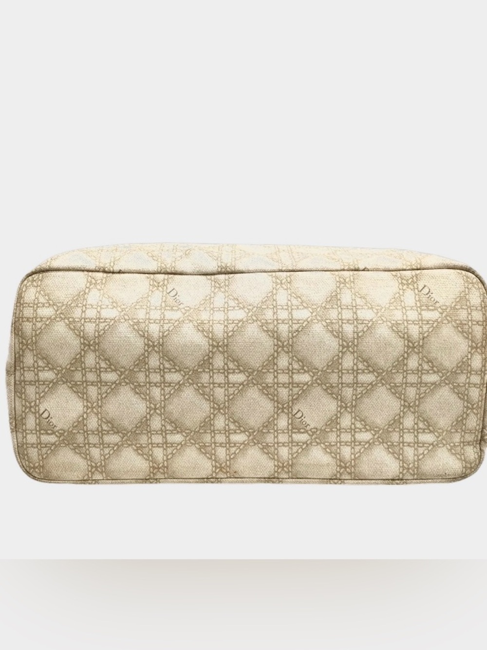 ✨🛍️ Christian Dior Cream & Beige Coated Canvas Cannage Print Cherie Tote - Picture 4 of 8